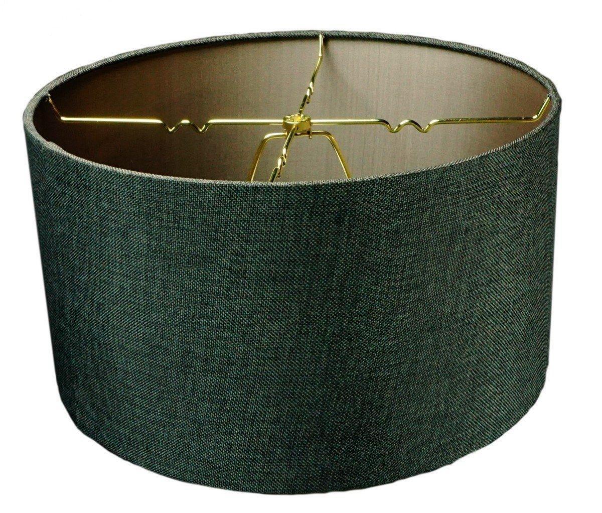 14"W x 7"H Granite Grey Burlap Hardback Drum Lampshade - Specialty Shades