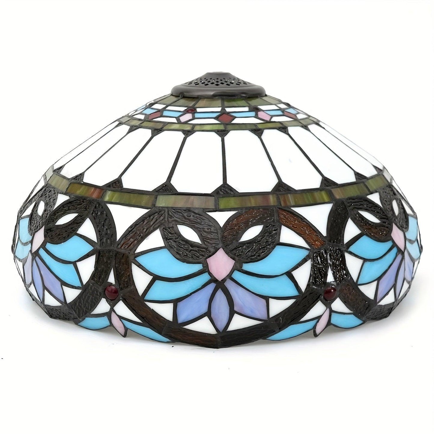 16" Tiffany-Style Stained Glass Lampshade - Dragonfly & Rose Design, Baroque Style For Table Lamps And Chandeliers - Specialty Shades