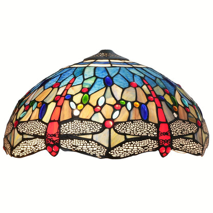 16" Tiffany-Style Stained Glass Lampshade - Dragonfly & Rose Design Lamp Shades Adrianas Specialty Shades