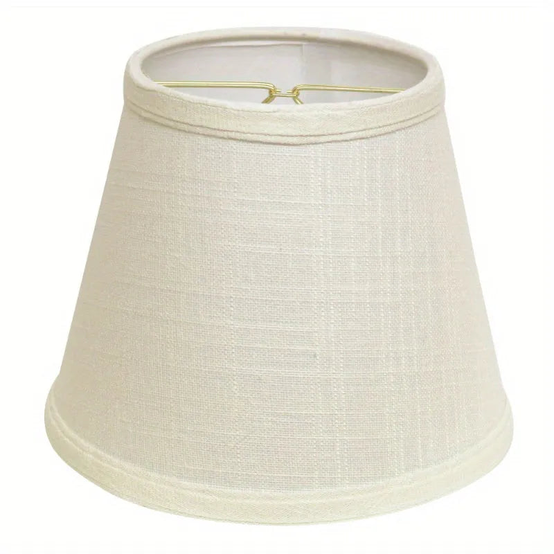 Empire Hardback Lampshade with Bulb Clip, White Fabric Lampshade for Table Lamps, Natural Linen, 5" Top x 8" Bottom x 6.5" Height Adrianas Specialty Shades Variant1