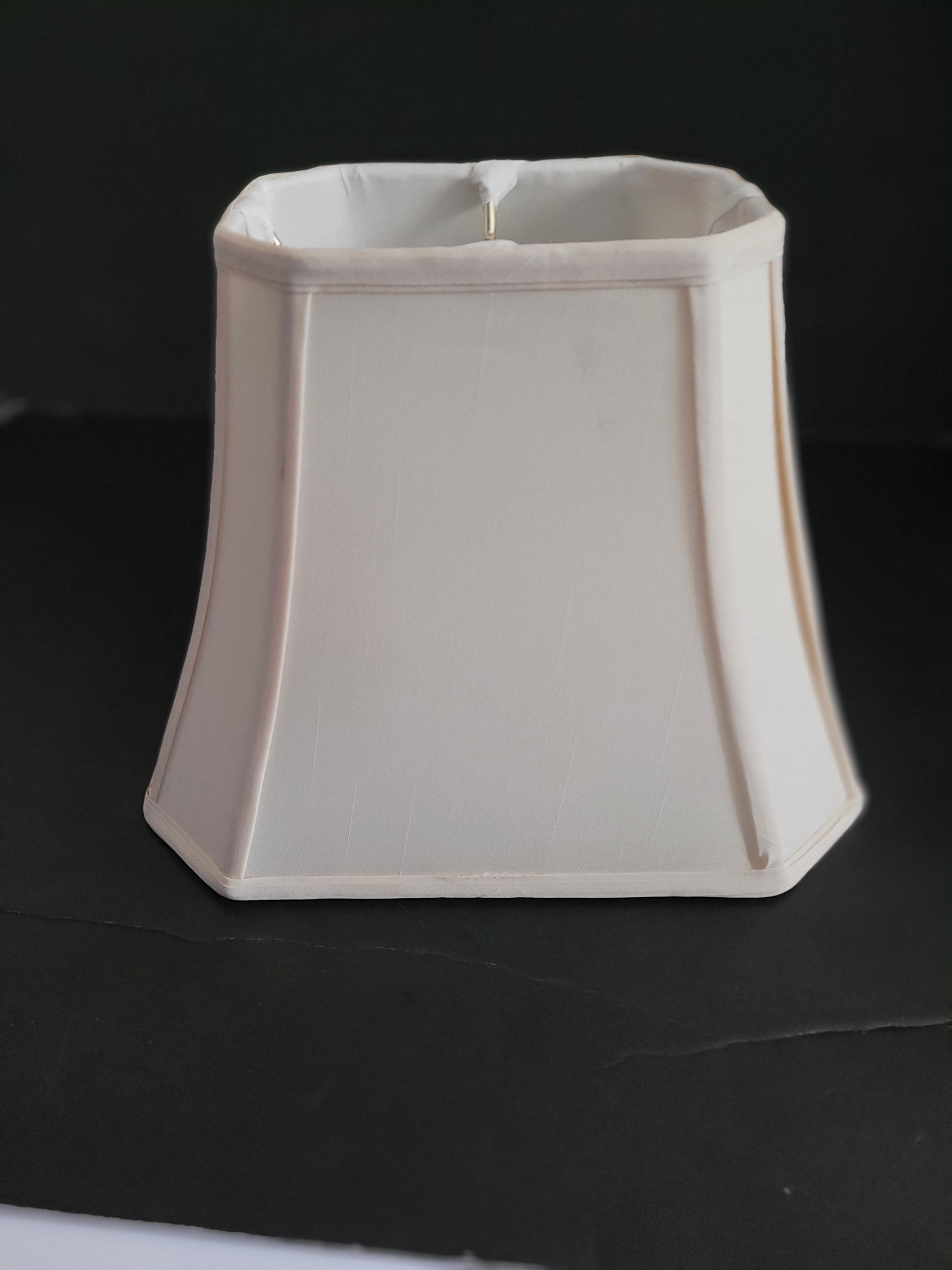 Square Cut Corner White Cream Silk Lamp Shades - Adrianas Specialty Lamp Shades