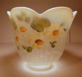 32133 Reverse Hand Painted Daisy Pendant - Adrianas Specialty Lamp Shades