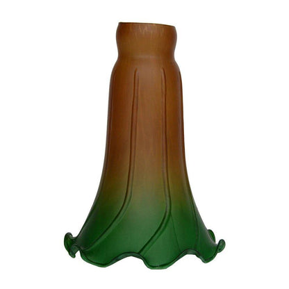 61809 - Amber-Green Pond Lily Lamp Shade Glass Lampshade 4.5" Wide X 6" Tall X 1.5" Fitter Lighting Accessories lilly shades Adrianas Specialty Lamp Shades Amber-Green