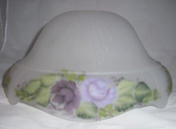 63791 Lavender Roses With Garland Hand Painted glass-floor-lampshades-torchiere, reverse-painted-lamp-shades Adrianas Specialty Lamp Shades