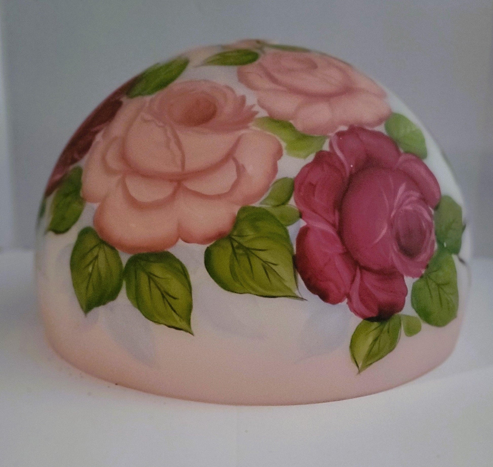 64715 Pink And Burgundy Roses Dome - Adrianas Specialty Lamp Shades