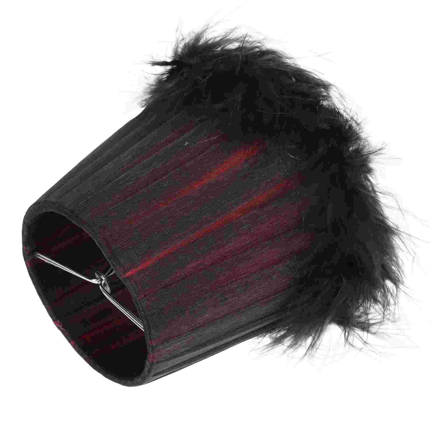 Black with High Lights Feather Trim clip on shades Adrianas Specialty Lamp Shades Red 3 inch top X 4 3/4 inch bottom x 4 inch height