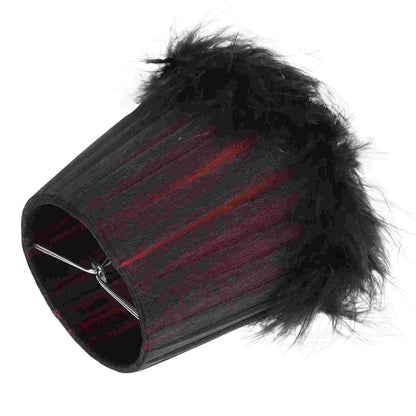 Black with High Lights Feather Trim clip on shades Adrianas Specialty Lamp Shades Red 3 inch top X 4 3/4 inch bottom x 4 inch height