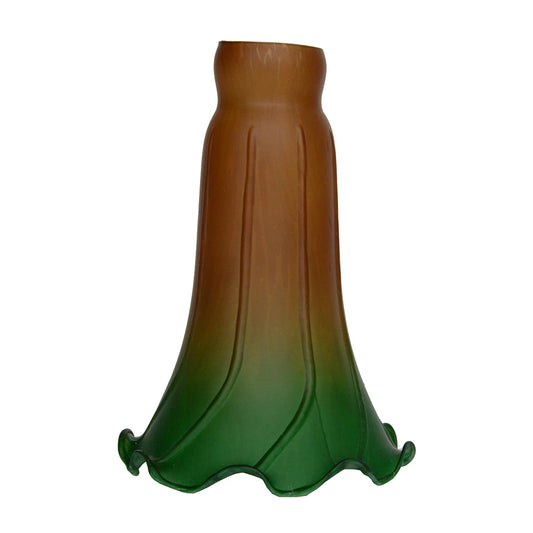 Amber-Green Pond Lily Lamp Shade Glass Lampshade 4.5" Wide X 6" Tall X 1.5" Fitter Lighting Accessories Adrianas Specialty Lamp Shades