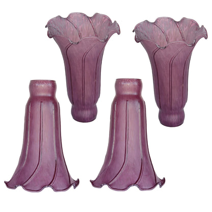 4 Pack Tulip Glass Lamp Shades Lily Lamp Replacement Shades Tiffany Style Flower Lampshade Replacement for Table Floor Lamps Tiffany Lilly Lamp Shades Adrianas Specialty Lamp Shades Purple