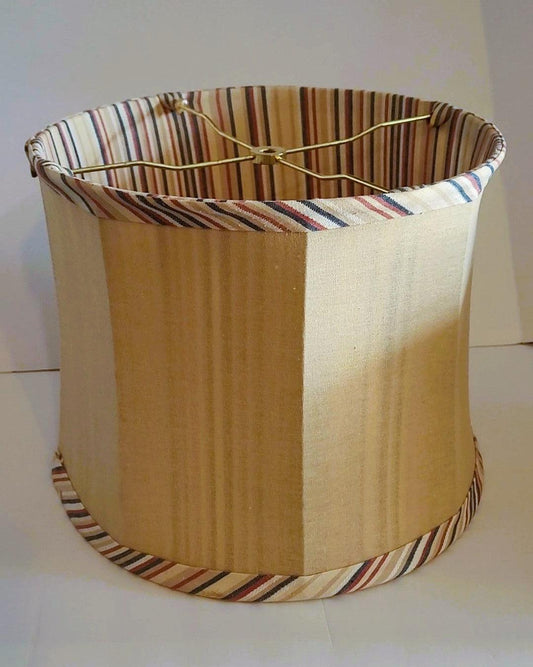 Brown Beige Strip Linen Drum - Specialty Shades