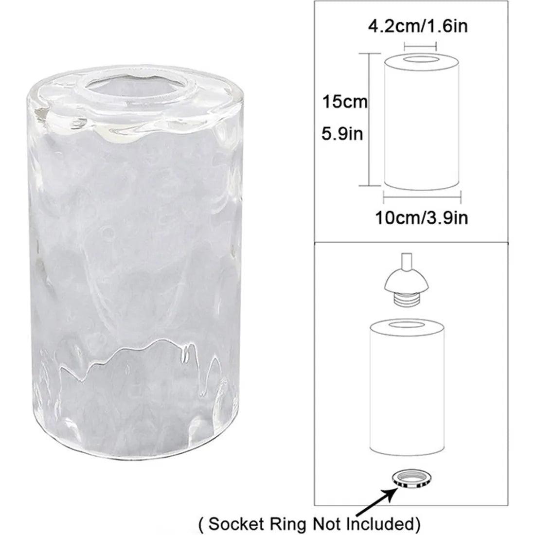 Clear Hammered Glass Lamp Shade Replacement Water Ripple Cylinder Glass Shade Accessory for Pendant Light Chandelier Wall Sconce - Adrianas Specialty Lamp Shades