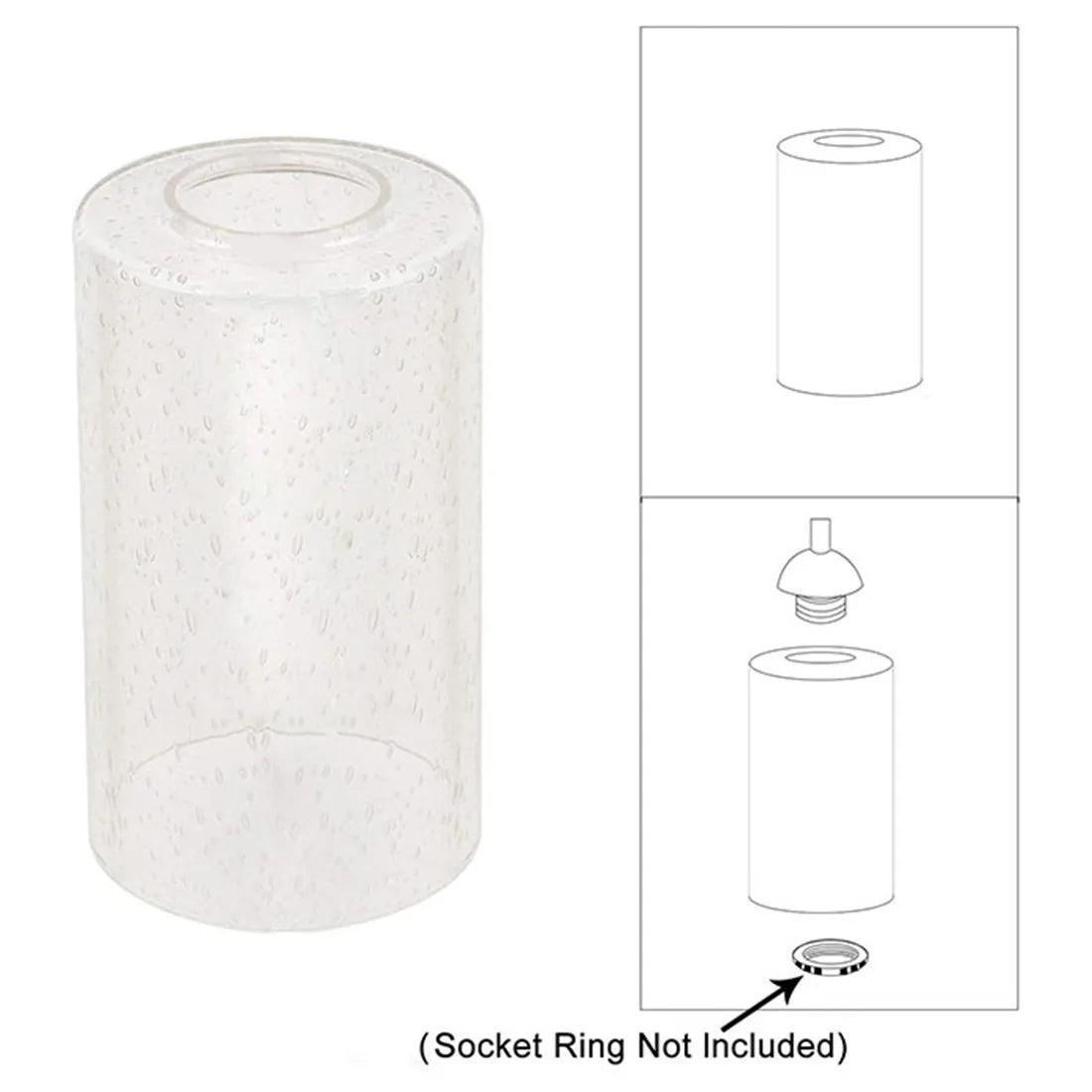 Clear Seeded Glass Shade Cylinder Bubble Glass Lampshade - Adrianas Specialty Lamp Shades