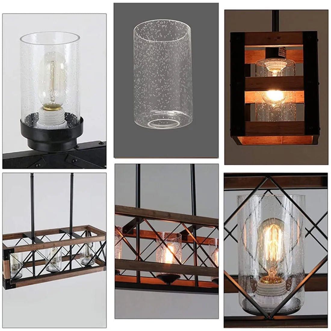 Clear Seeded Glass Shade Cylinder Bubble Glass Lampshade - Adrianas Specialty Lamp Shades