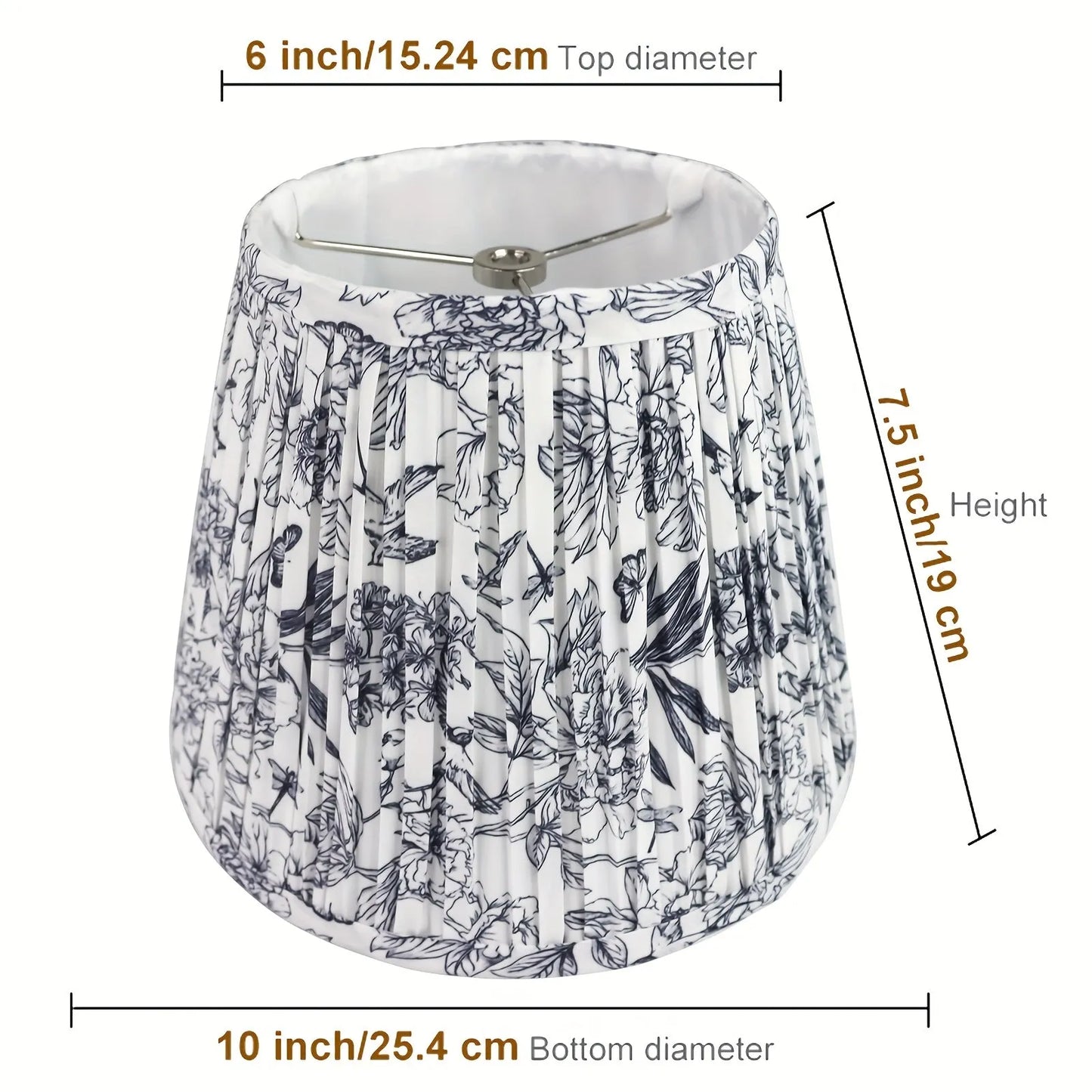 Blue Toile Floral Fabric Lampshade 6x10x7.5" - Artistic Decorative Clock-Shaped Cover for table lights, floor lights, and pendant lights table lamp shade Adrianas Specialty Lamp Shades