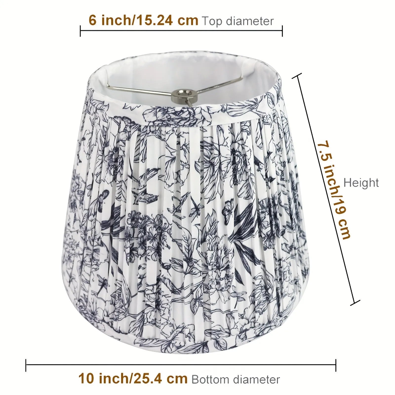 Blue Toile Floral Fabric Lampshade 6x10x7.5" - Artistic Decorative Clock-Shaped Cover for table lights, floor lights, and pendant lights table lamp shade Adrianas Specialty Lamp Shades