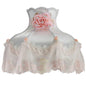 E0705VC730 - Fringed Gallery or Scallop Bottom Lamp Shade Fringed Lamp Shades Adrianas Specialty Lamp Shades White with Pink Trim