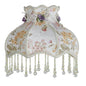 E0705VC730 - Fringed Gallery or Scallop Bottom Lamp Shade Fringed Lamp Shades Adrianas Specialty Lamp Shades White with Floral Brocade and Fringe