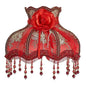 E0705VC730 - Fringed Gallery or Scallop Bottom Lamp Shade Fringed Lamp Shades Adrianas Specialty Lamp Shades Red with Gold Brocade and Beads