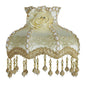 E0705VC730 - Fringed Gallery or Scallop Bottom Lamp Shade Fringed Lamp Shades Adrianas Specialty Lamp Shades Green Tint with Pearl Beads