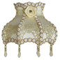 E0705VC730 - Fringed Gallery or Scallop Bottom Lamp Shade Fringed Lamp Shades Adrianas Specialty Lamp Shades Green Tint with Pearl Beaded Fringe