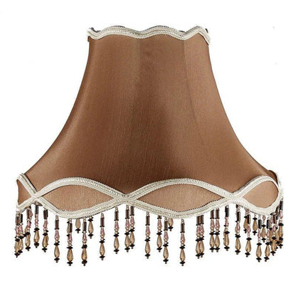 E0705VC730 - Fringed Gallery or Scallop Bottom Lamp Shade Fringed Lamp Shades Adrianas Specialty Lamp Shades Beige Two Tone with Fringe