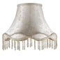 E0705VC730 - Fringed Gallery or Scallop Bottom Lamp Shade Fringed Lamp Shades Adrianas Specialty Lamp Shades Off White Brocade