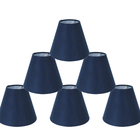 eTeckram 3x6x5 Dark Blue Suede Chandelier Lamp Shades, Set of 6 Lamp Shades Adrianas Specialty Shades