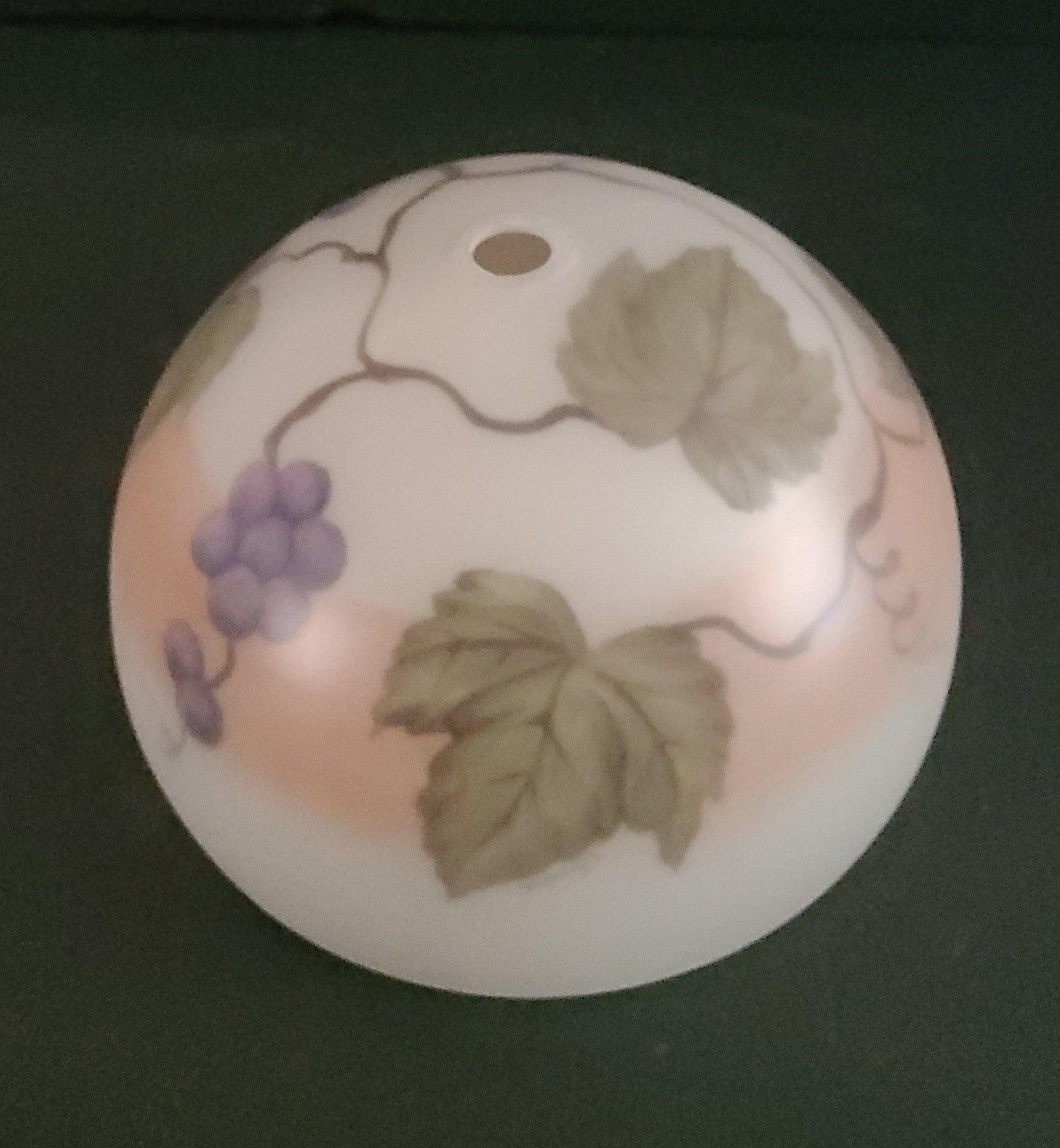 65114 Reverse Hand Painted Grape Motif Dome Shade - Specialty Shades