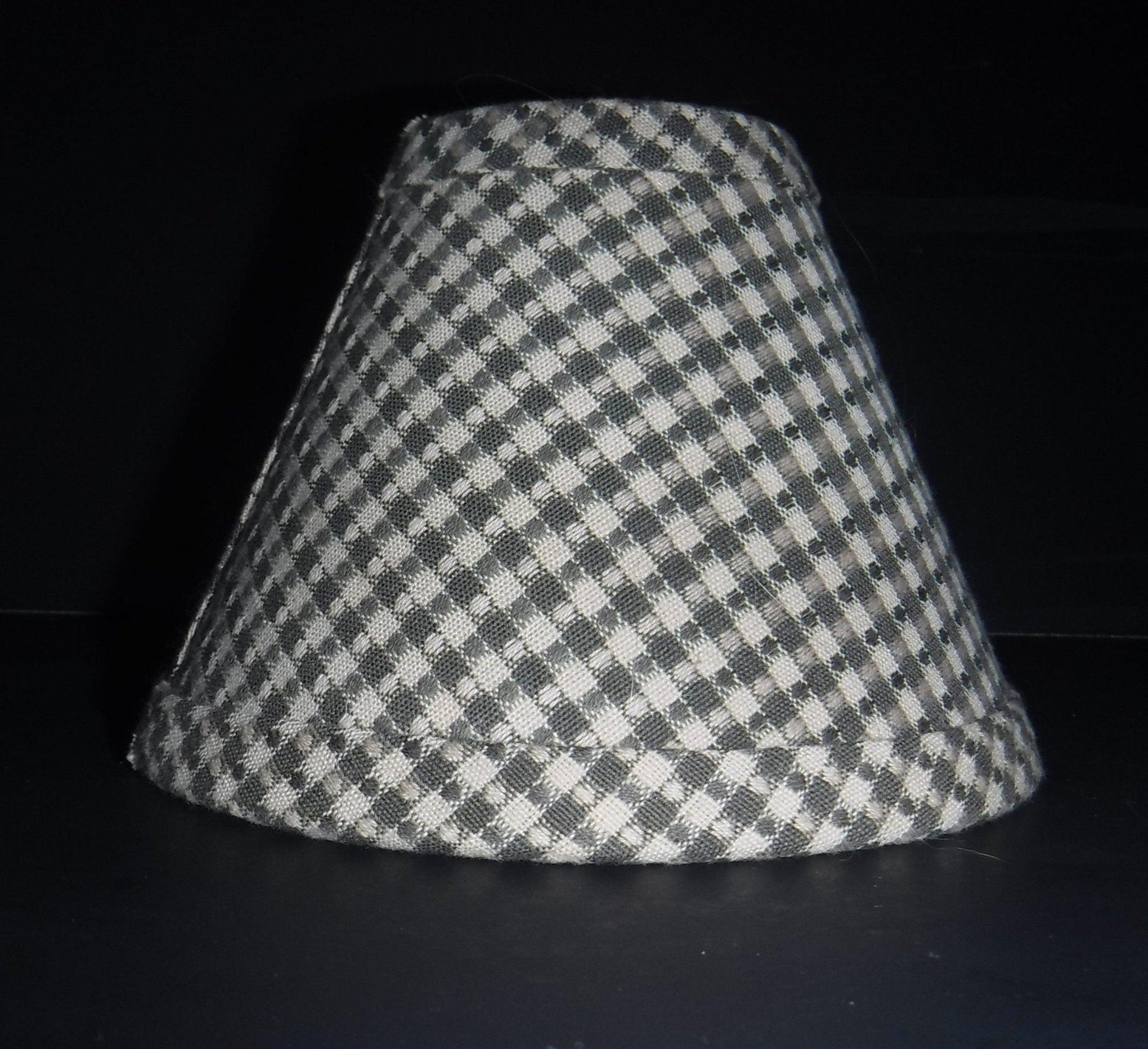 Grey Checkered Plaid Chandelier Shade chandelier-lamp-shades Adrianas Specialty Lamp Shades