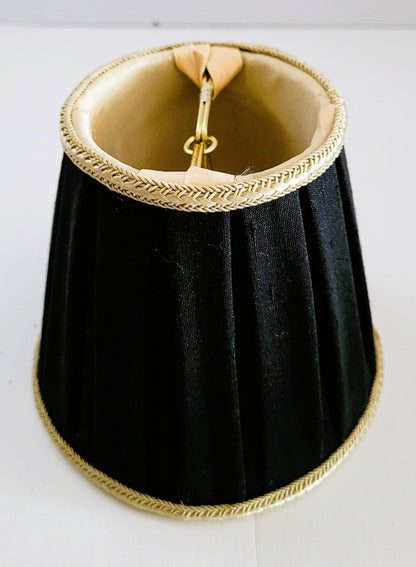 Luxurious Black Box Pleated Chandelier Shade with Gold Lining - Adrianas Specialty Lamp Shades