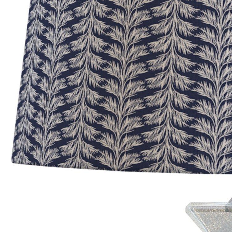 Navy Blue Coastal Lampshade in SABAL STRIPE Palms Pattern - Adrianas Specialty Lamp Shades