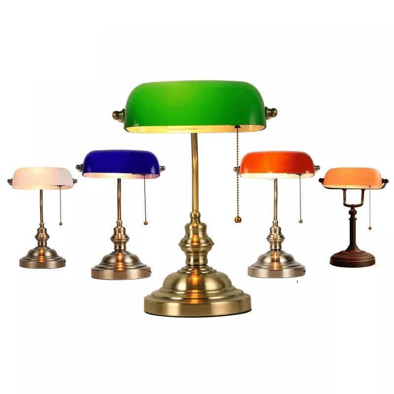 Newrays Green/Blue/Amber/White Glass Banker Lamp Cover - Adrianas Specialty Lamp Shades