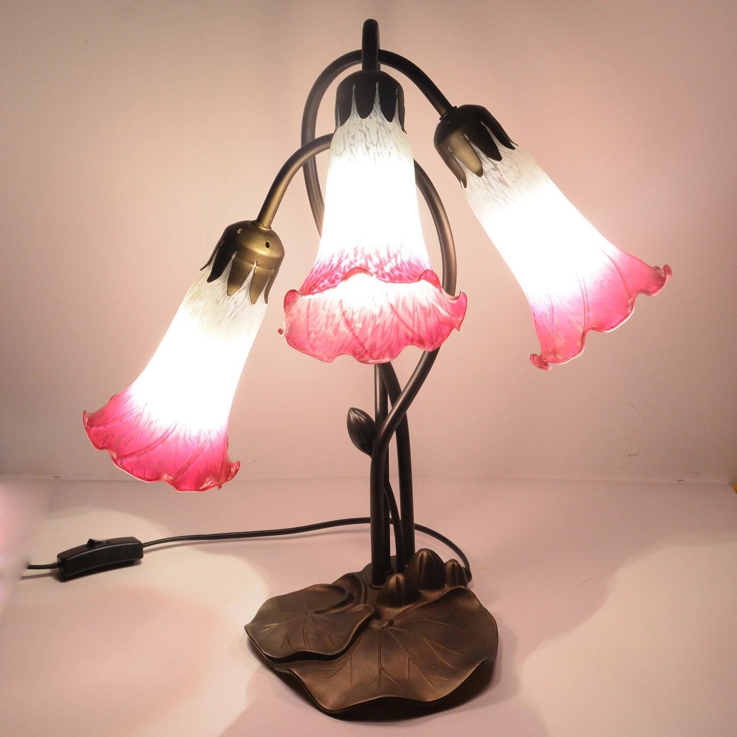 Rosy Color Pond Lily Lamp Shade Glass Lampshade