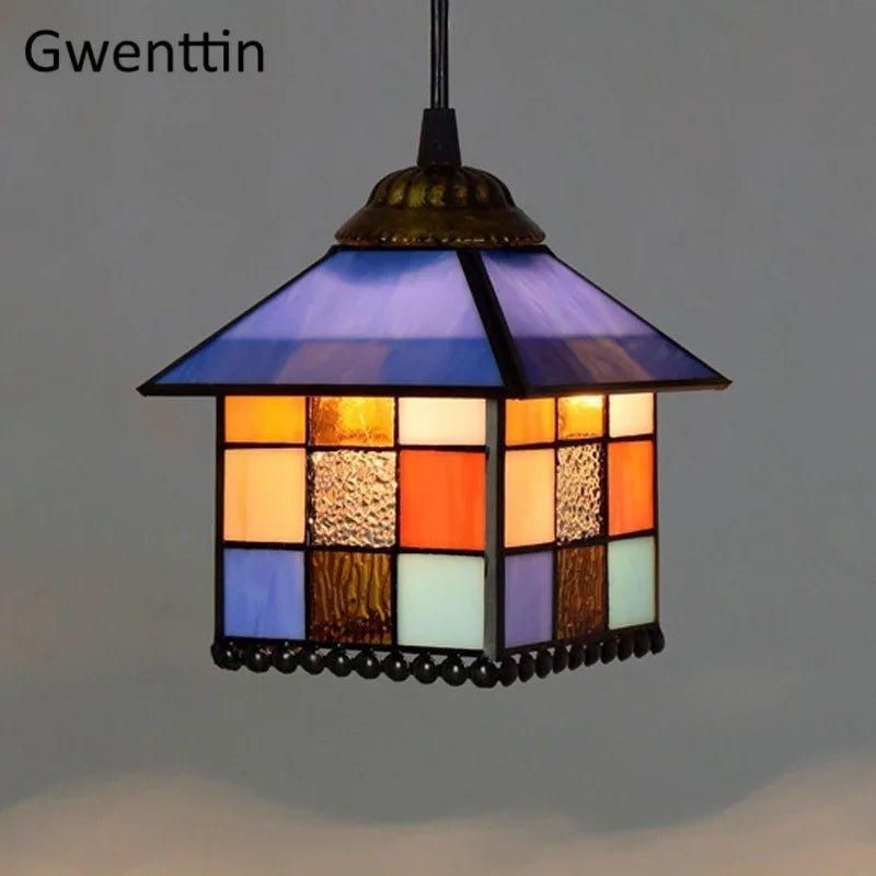 Tiffany Pendant Lights Mediterranean Loft Home Decor Creative Stained Glass Hanging Lamp Bedroom Dining Room Lighting Fixtures - Adrianas Specialty Lamp Shades