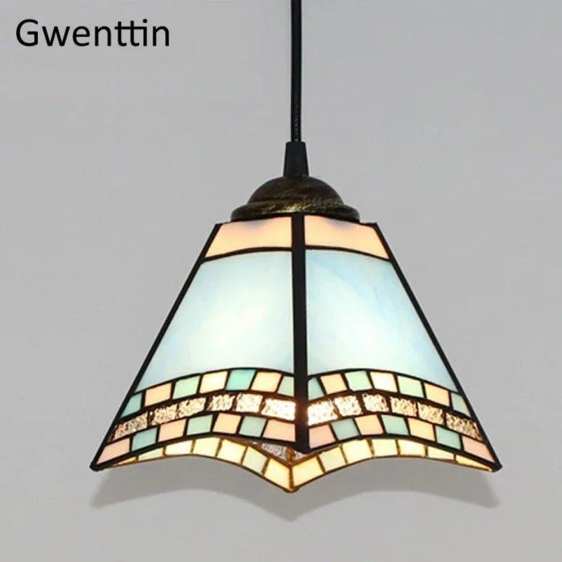 Tiffany Pendant Lights Mediterranean Loft Home Decor Creative Stained Glass Hanging Lamp Bedroom Dining Room Lighting Fixtures - Adrianas Specialty Lamp Shades