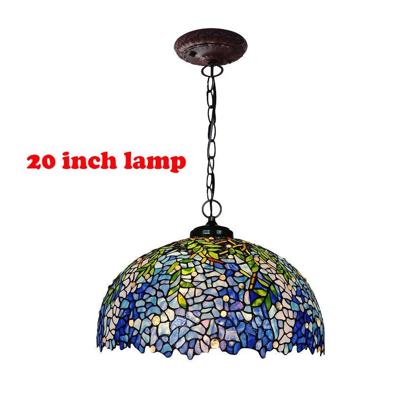 Tiffany Retro Pendant Light Stained Glass Wisteria LampShade Hanging Light Living Room Hotel Villa Art Creative Pendant Light - Adrianas Specialty Lamp Shades