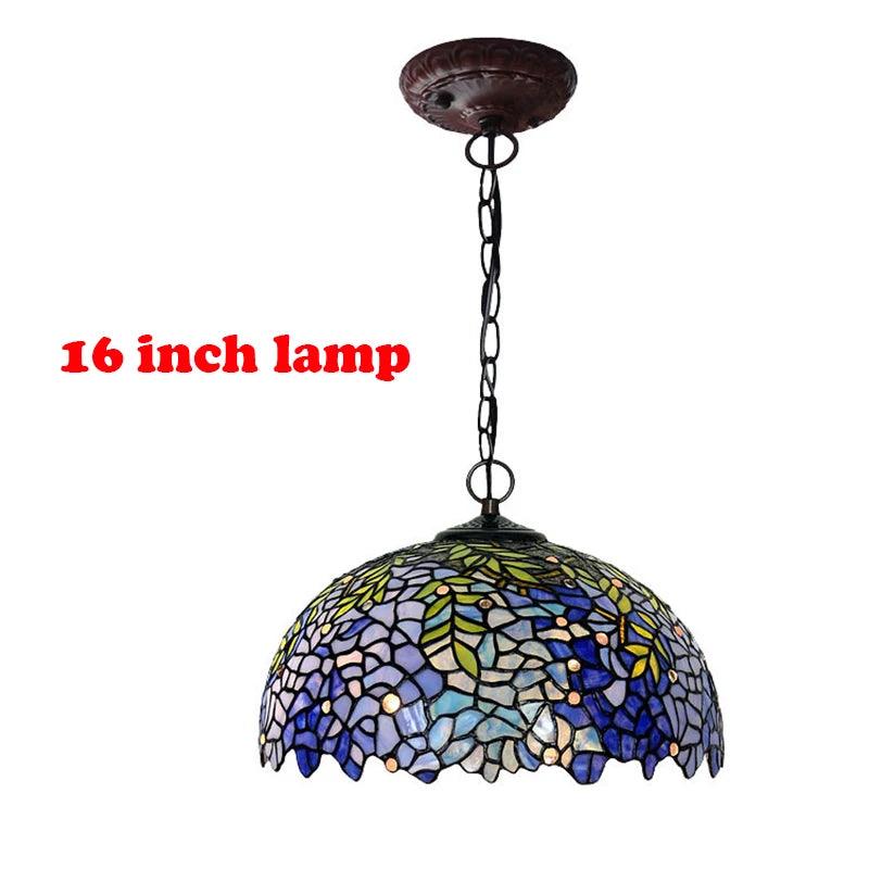 Tiffany Retro Pendant Light Stained Glass Wisteria LampShade Hanging Light Living Room Hotel Villa Art Creative Pendant Light - Adrianas Specialty Lamp Shades