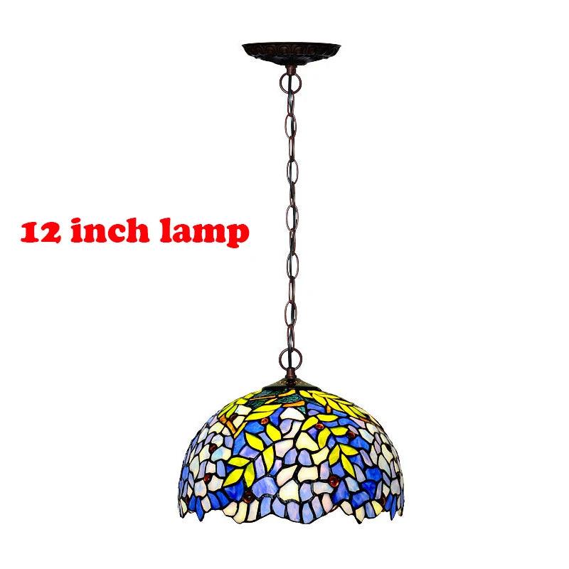 Tiffany Retro Pendant Light Stained Glass Wisteria LampShade Hanging Light Living Room Hotel Villa Art Creative Pendant Light - Adrianas Specialty Lamp Shades