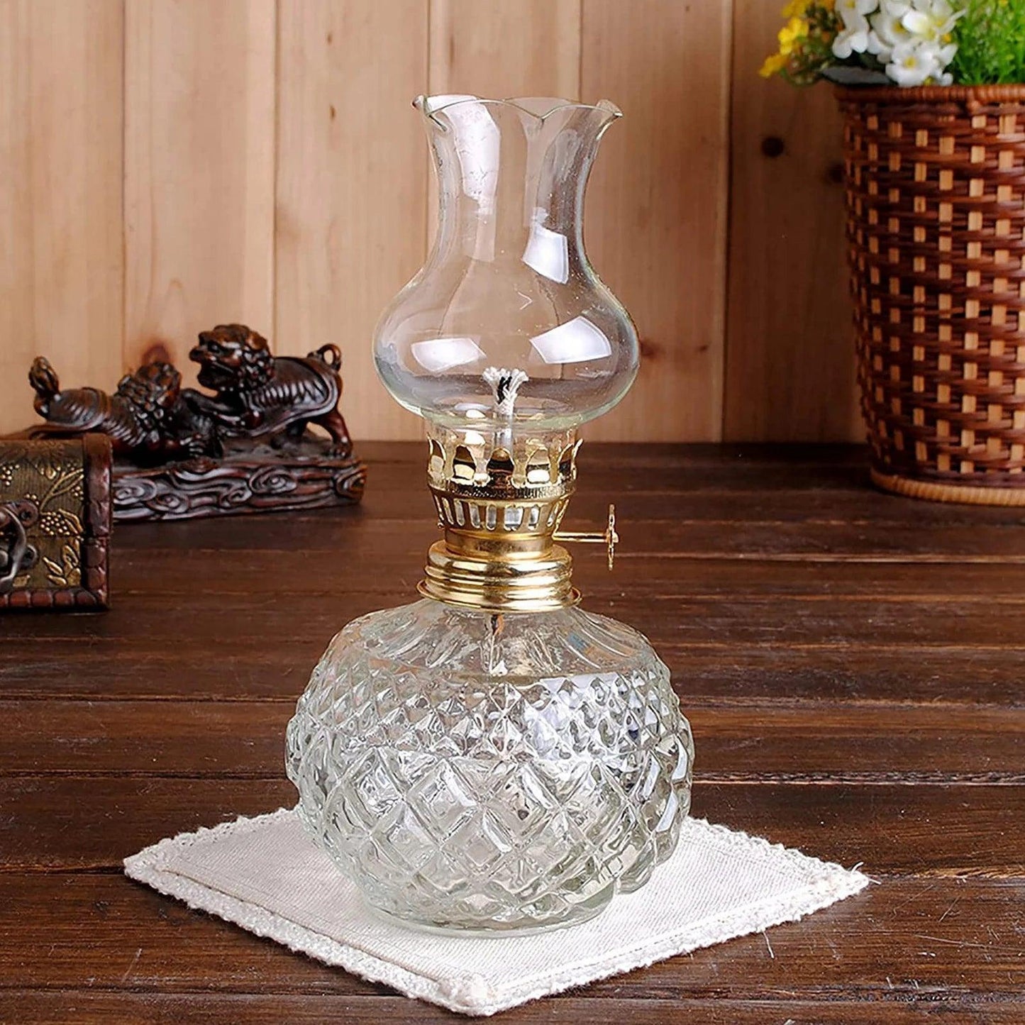 Vintage Glass Kerosene Lamp Adjustable Switch