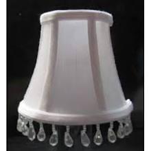 White Silk Shantung Clip-On Lamp Shade with Clear Beads - Specialty Shades